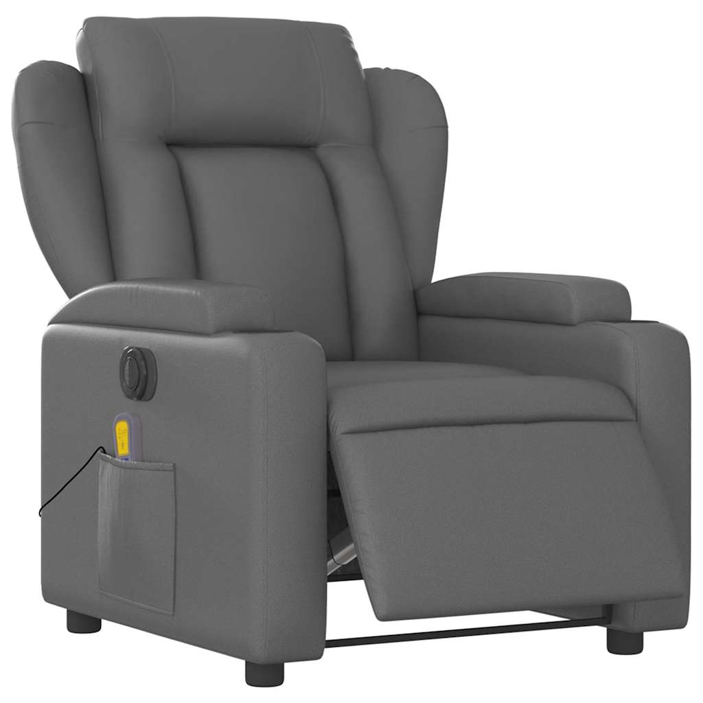 Vidaxl massagestoel verstelbaar elektrisch kunstleer grijs