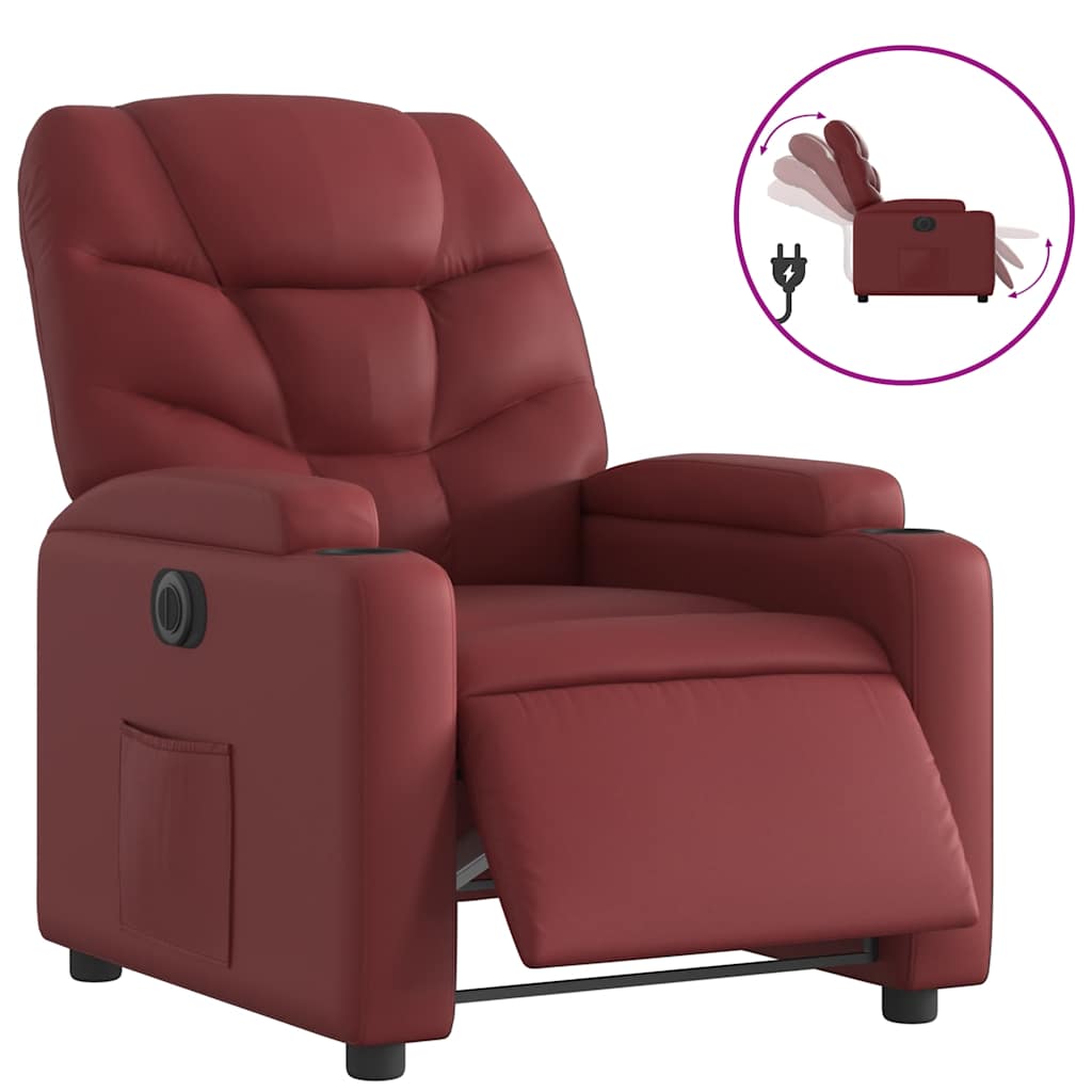 Vidaxl fauteuil verstelbaar elektrisch kunstleer wijnrood