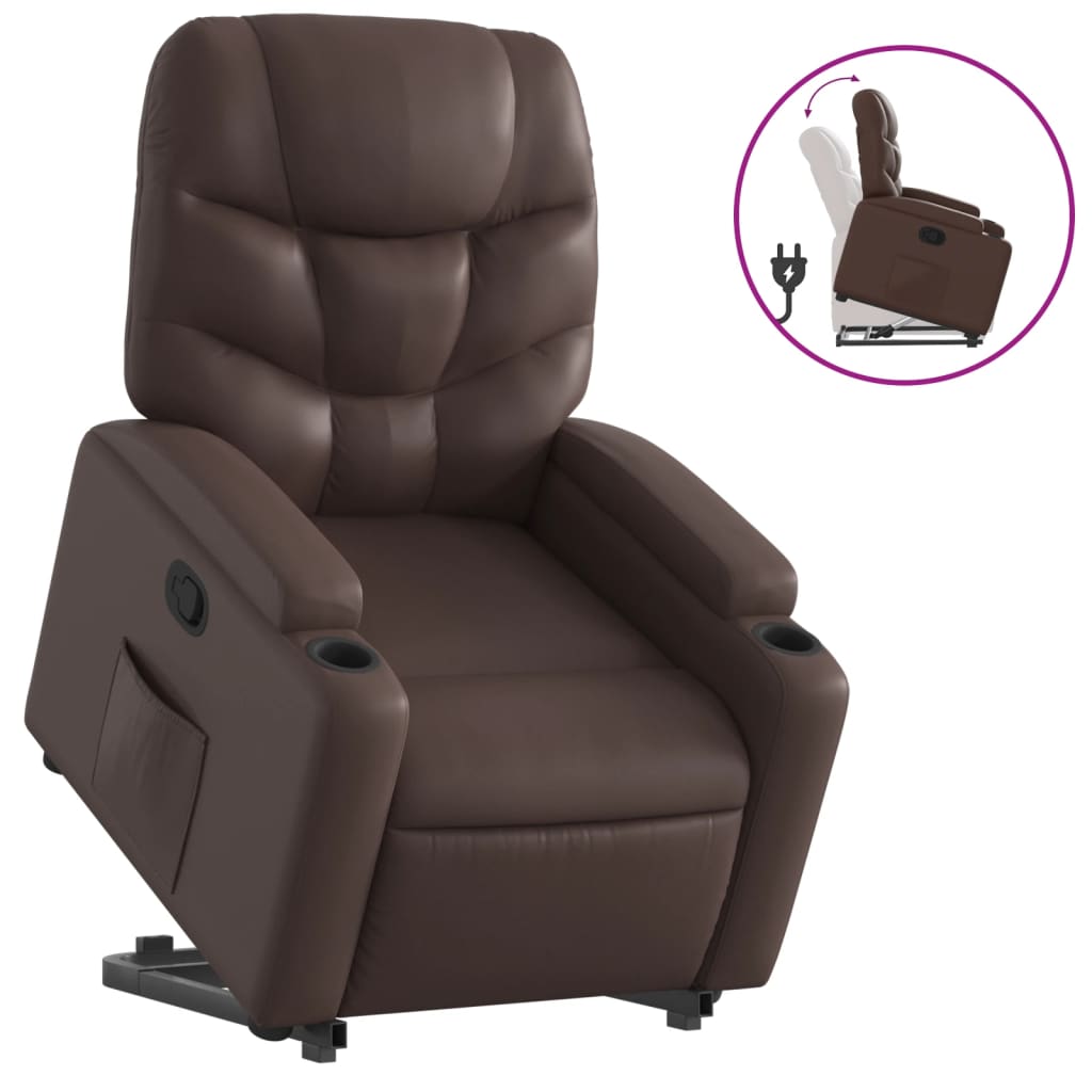 Vidaxl sta-op-fauteuil verstelbaar kunstleer bruin