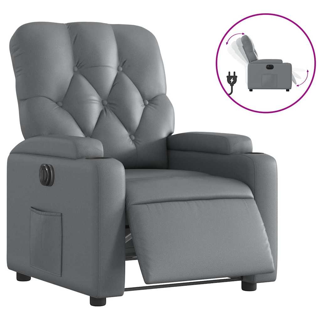 Vidaxl fauteuil verstelbaar elektrisch kunstleer grijs
