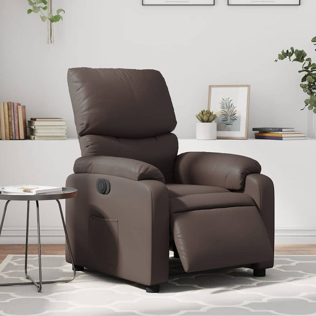 Vidaxl fauteuil verstelbaar elektrisch kunstleer bruin