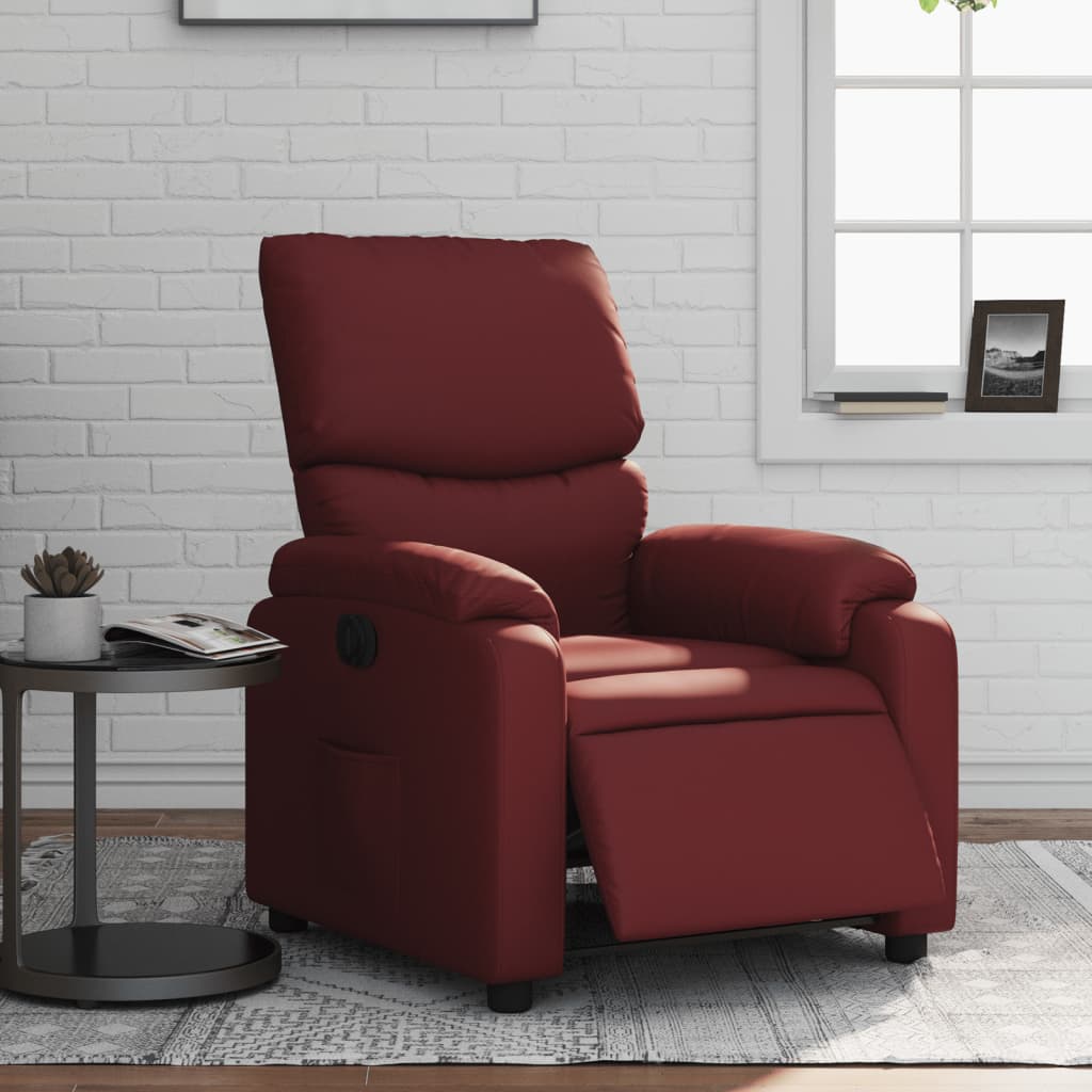 Vidaxl fauteuil verstelbaar elektrisch kunstleer wijnrood