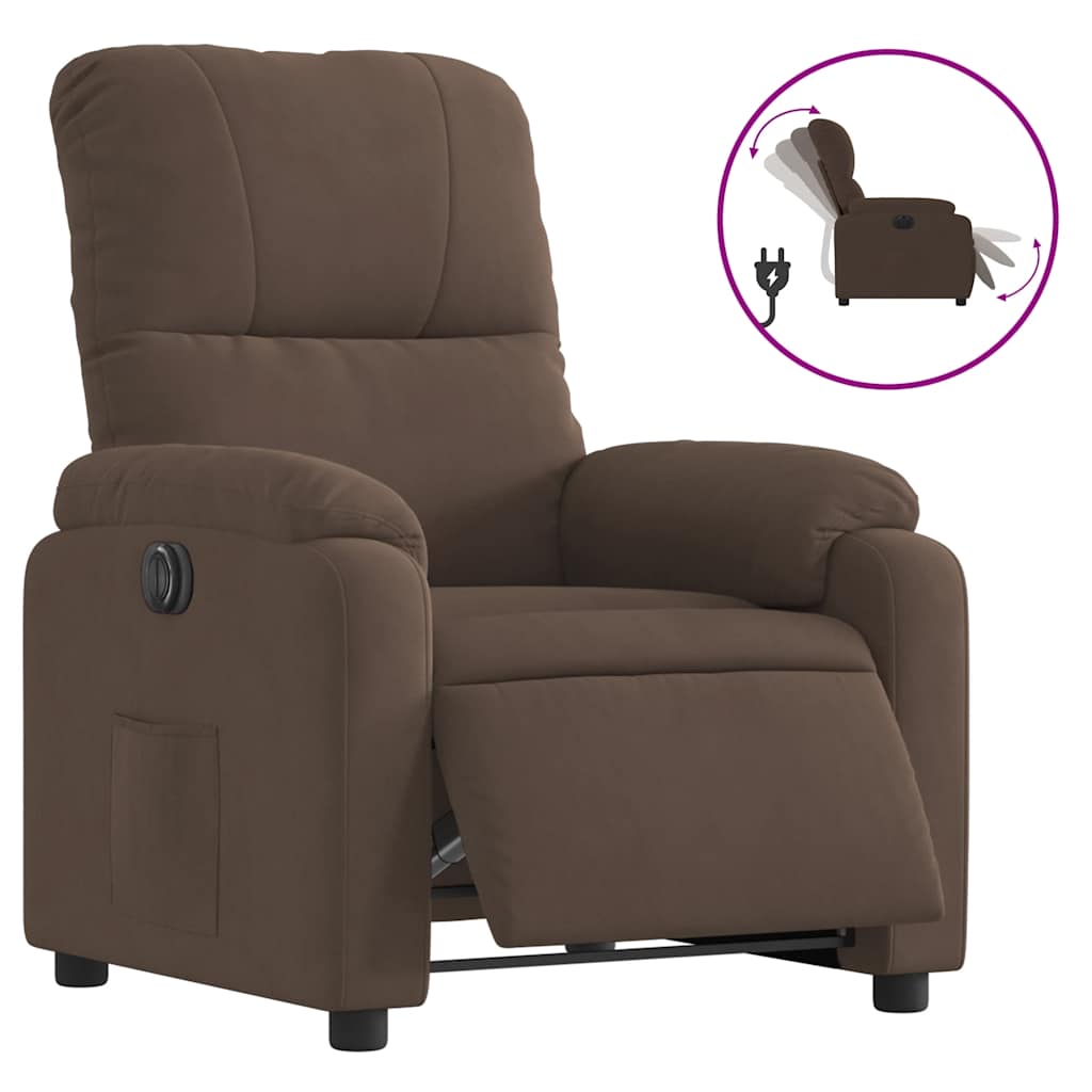 Vidaxl fauteuil verstelbaar elektrisch microvezelstof bruin