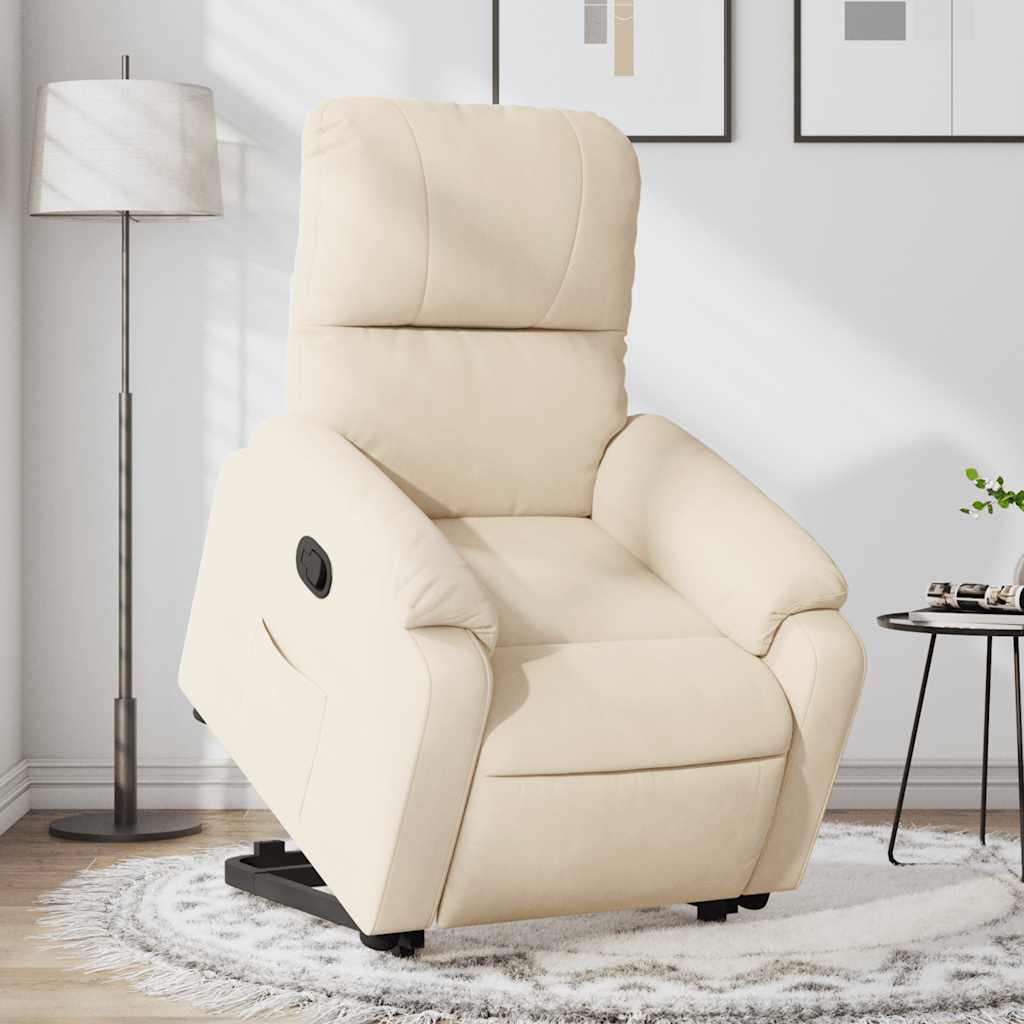 Vidaxl sta-op-stoel verstelbaar microvezelstof beige