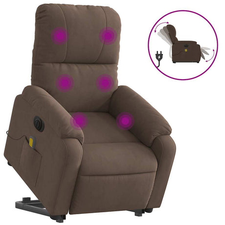 Vidaxl sta-op-massagestoel elektrisch verstelbaar microvezelstof bruin
