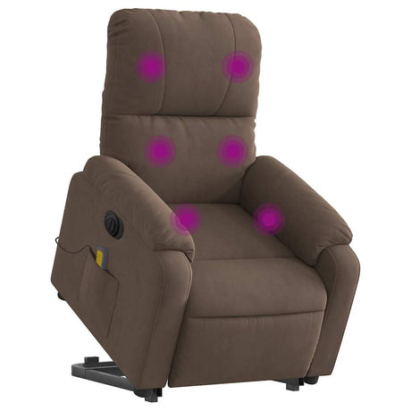 Vidaxl sta-op-massagestoel elektrisch verstelbaar microvezelstof bruin
