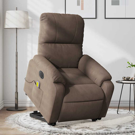 Vidaxl sta-op-massagestoel elektrisch verstelbaar microvezelstof bruin