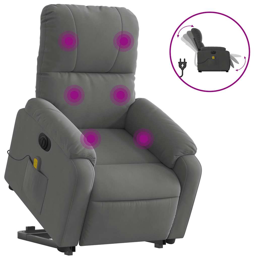 Vidaxl sta-op-massagestoel elektrisch microvezelstof donkergrijs
