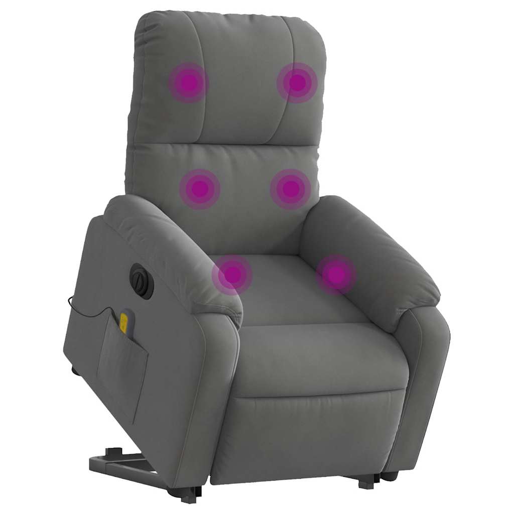 Vidaxl sta-op-massagestoel elektrisch microvezelstof donkergrijs