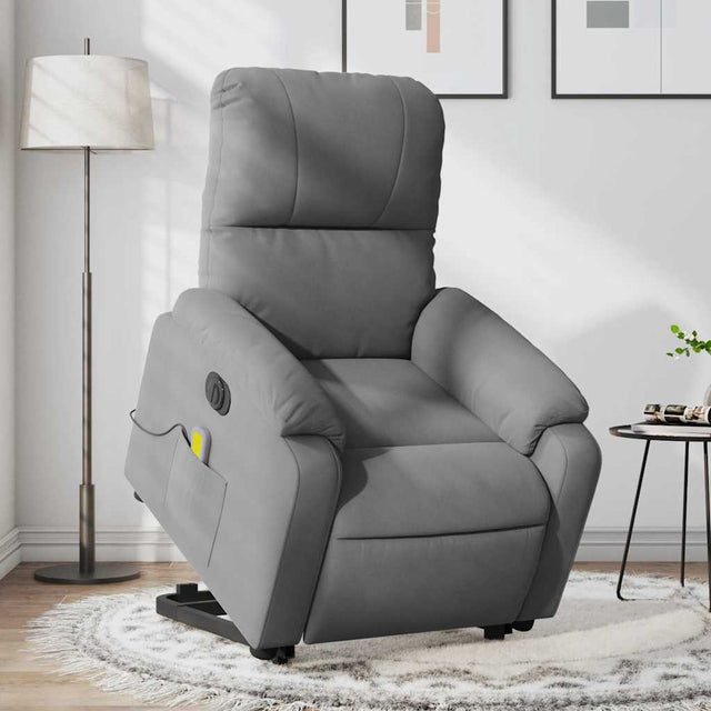 Vidaxl sta-op-massagestoel elektrisch microvezelstof donkergrijs