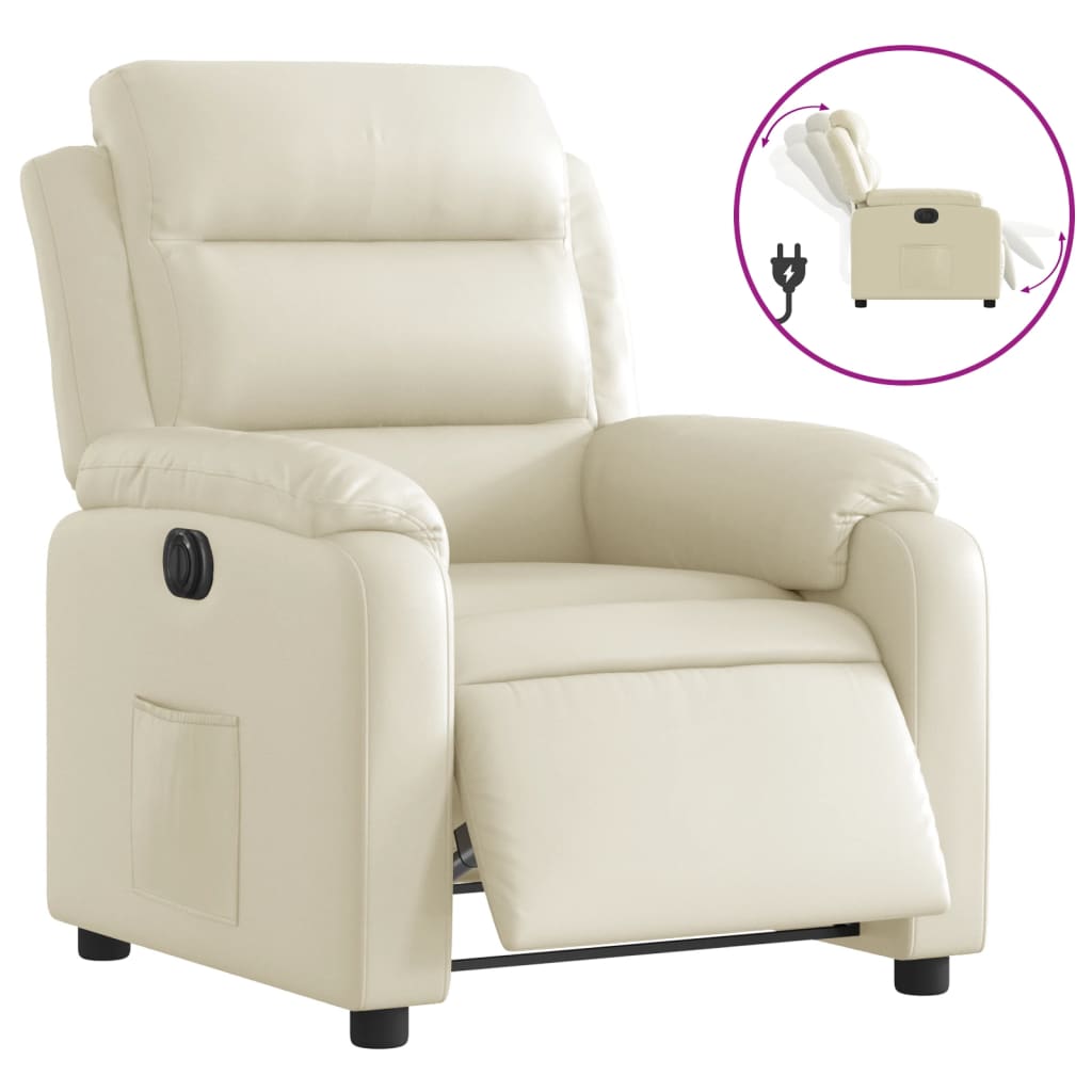 Vidaxl fauteuil elektrisch verstelbaar kunstleer crèmekleurig