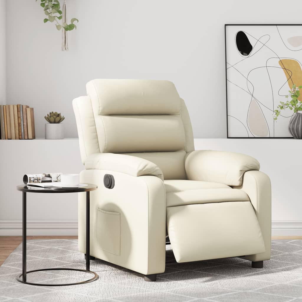 Vidaxl fauteuil elektrisch verstelbaar kunstleer crèmekleurig