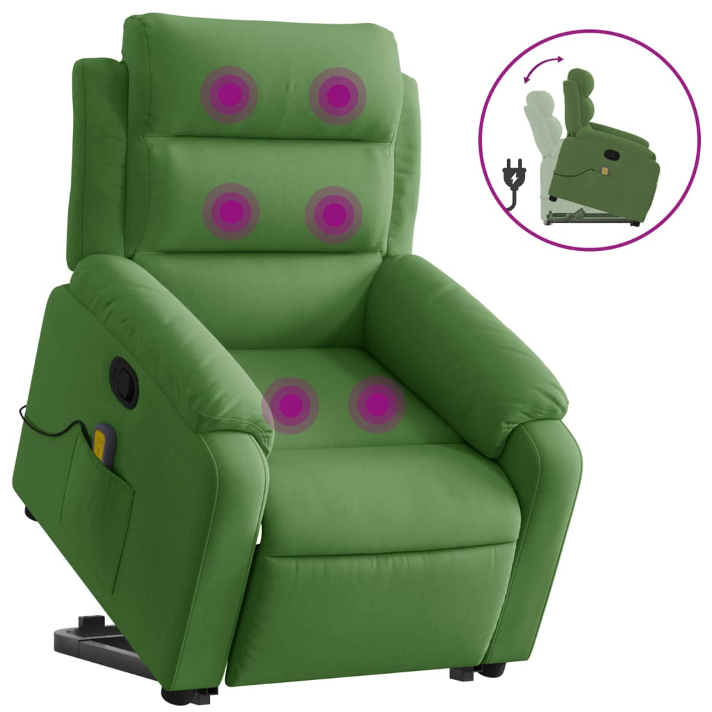Vidaxl sta-op-massagestoel verstelbaar fluweel lichtgroen
