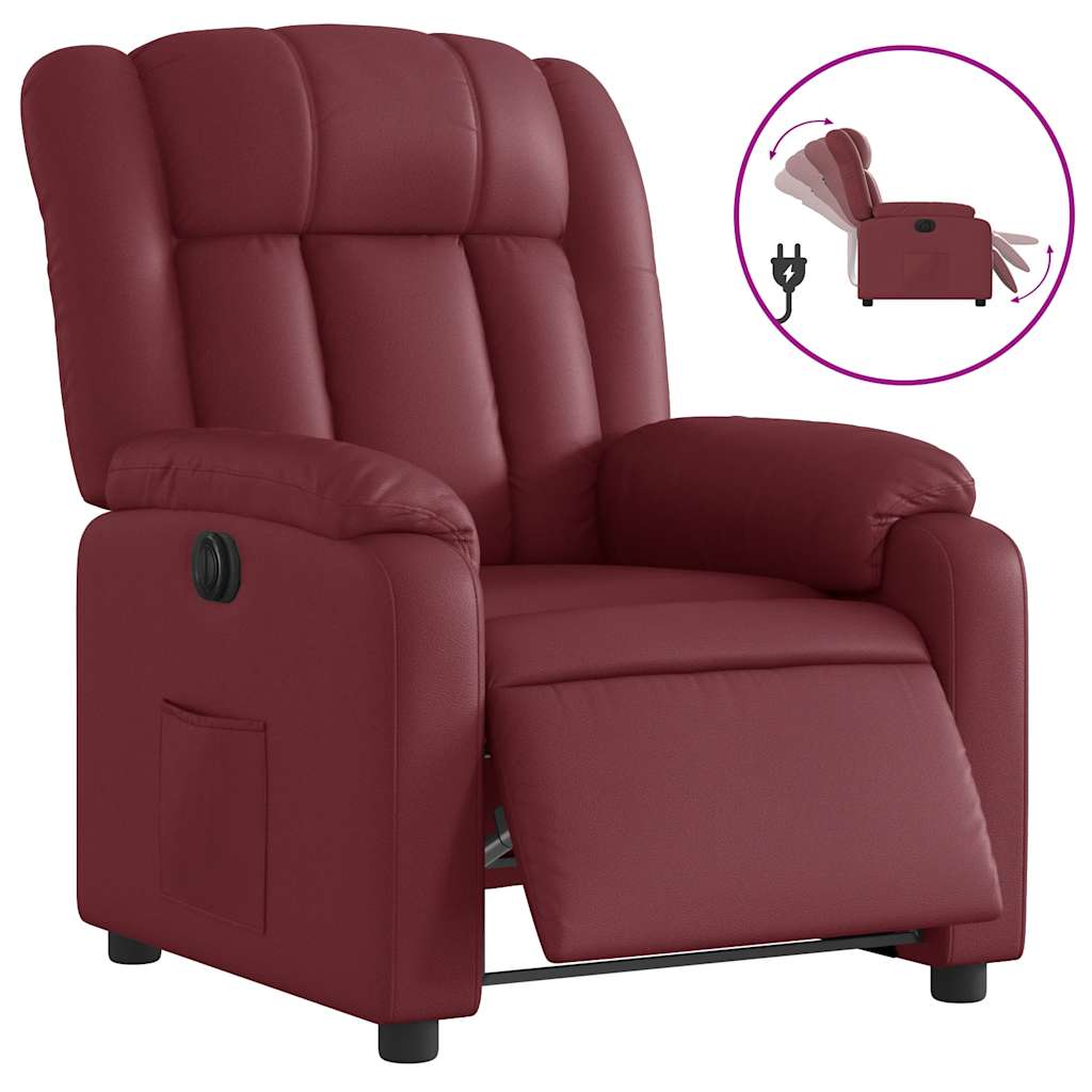 Vidaxl fauteuil verstelbaar elektrisch kunstleer wijnrood