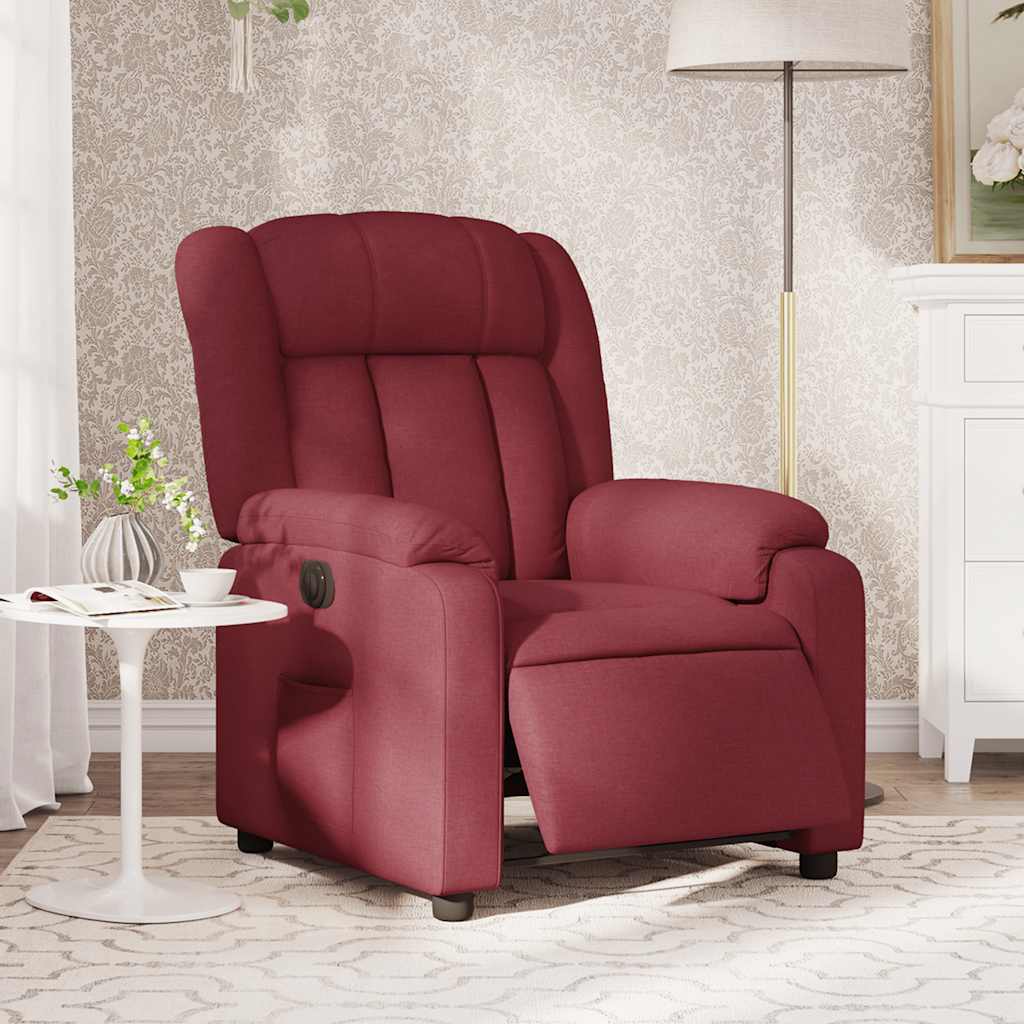 Vidaxl fauteuil verstelbaar elektrisch stof wijnrood