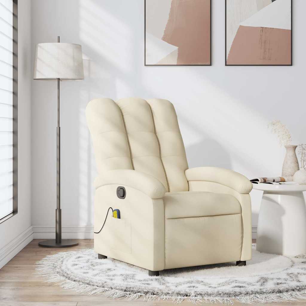 Vidaxl massagestoel met crèmekleurige stof
