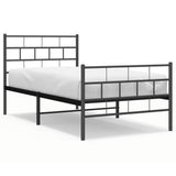 Vidaxl bedframe met hoofd- en voeteneinde metaal zwart 107x203 cm