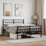 Vidaxl bedframe met hoofd- en voeteneinde metaal zwart 140x200 cm