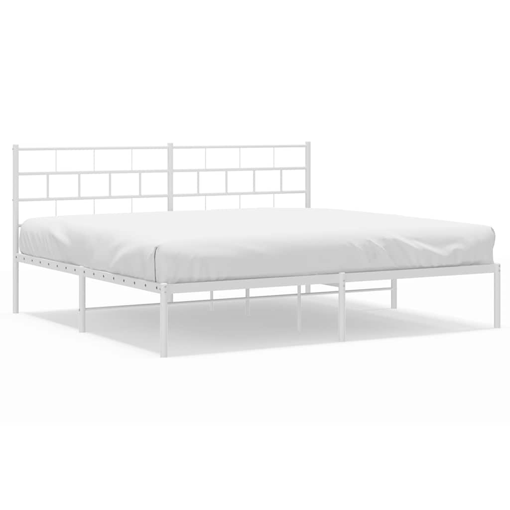 Vidaxl bedframe met hoofdbord metaal wit 193x203 cm