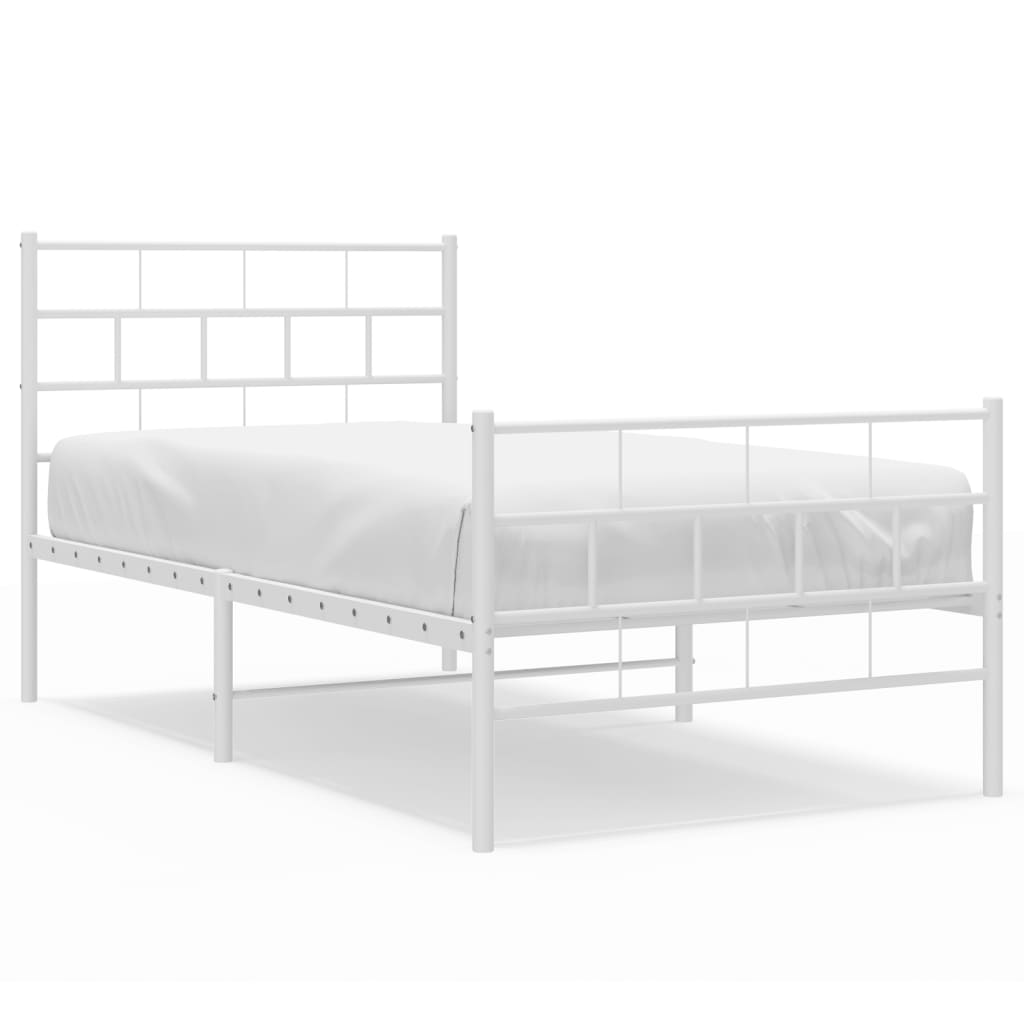Vidaxl bedframe met hoofd- en voeteneinde metaal wit 90x200 cm