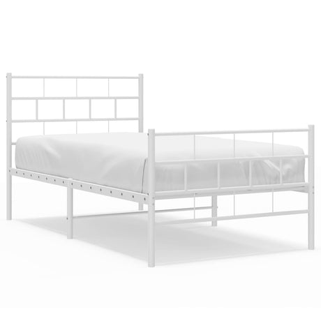 Vidaxl bedframe met hoofd- en voeteneinde metaal wit 90x200 cm