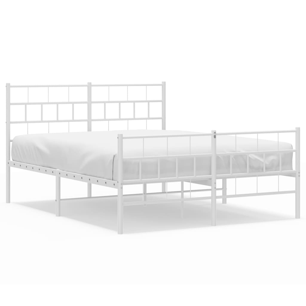 Vidaxl bedframe met hoofd- en voeteneinde metaal wit 120x200 cm