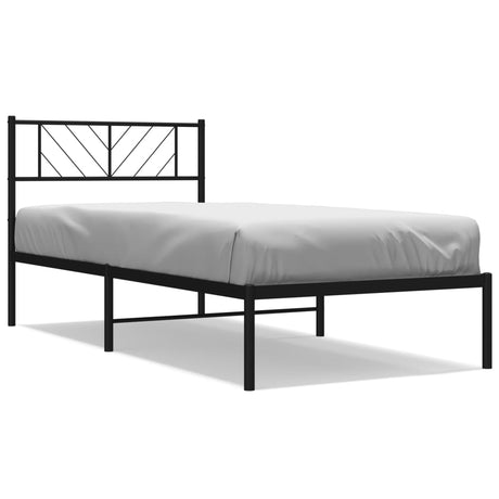 Vidaxl bedframe met hoofdbord metaal zwart 75x190 cm