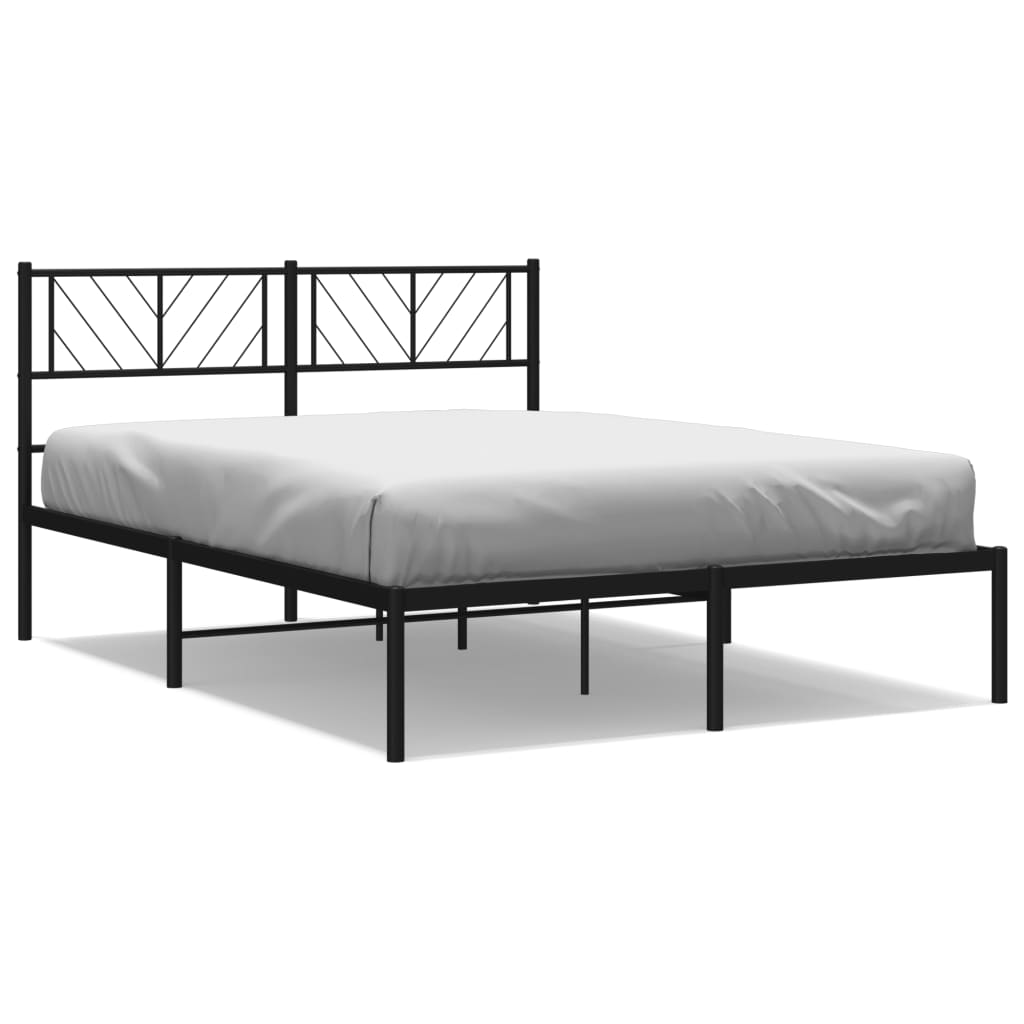 Vidaxl bedframe met hoofdbord metaal zwart 140x200 cm