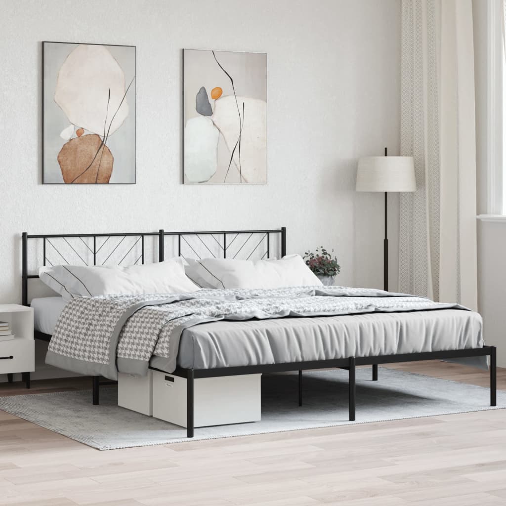 Vidaxl bedframe met hoofdbord metaal zwart 200x200 cm