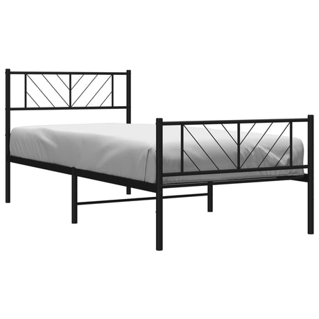 Vidaxl bedframe met hoofd- en voeteneinde metaal zwart 90x190 cm