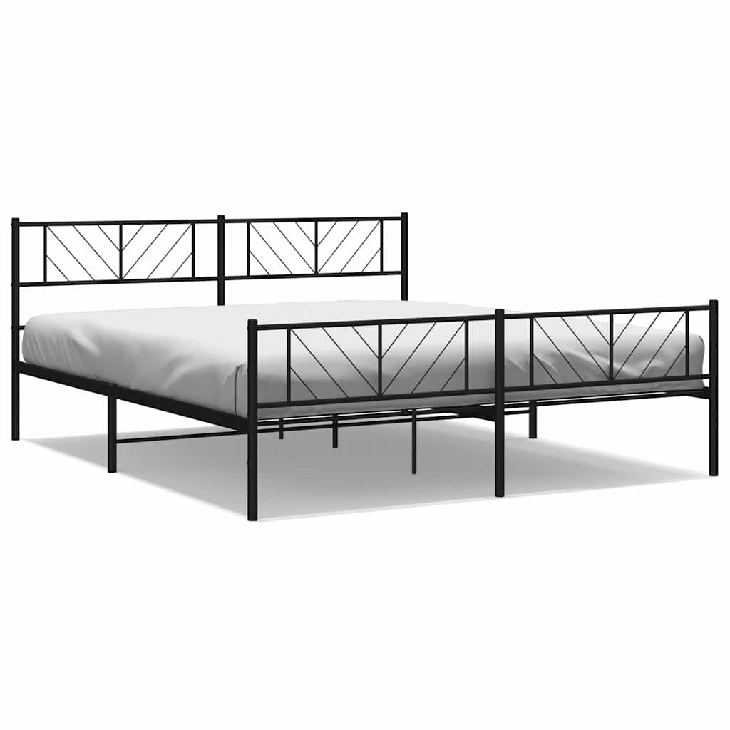 Vidaxl bedframe met hoofd- en voeteneinde metaal zwart 183x213 cm