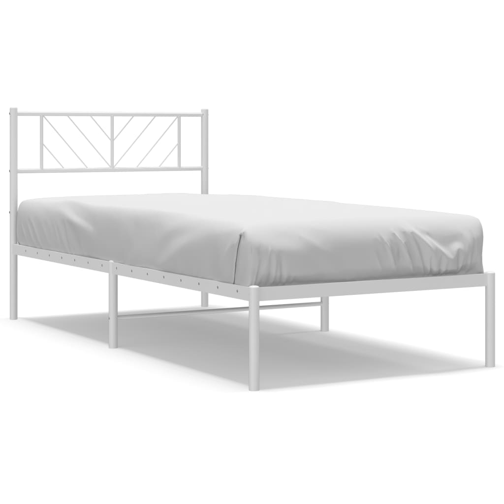 Vidaxl bedframe met hoofdbord metaal wit 90x200 cm