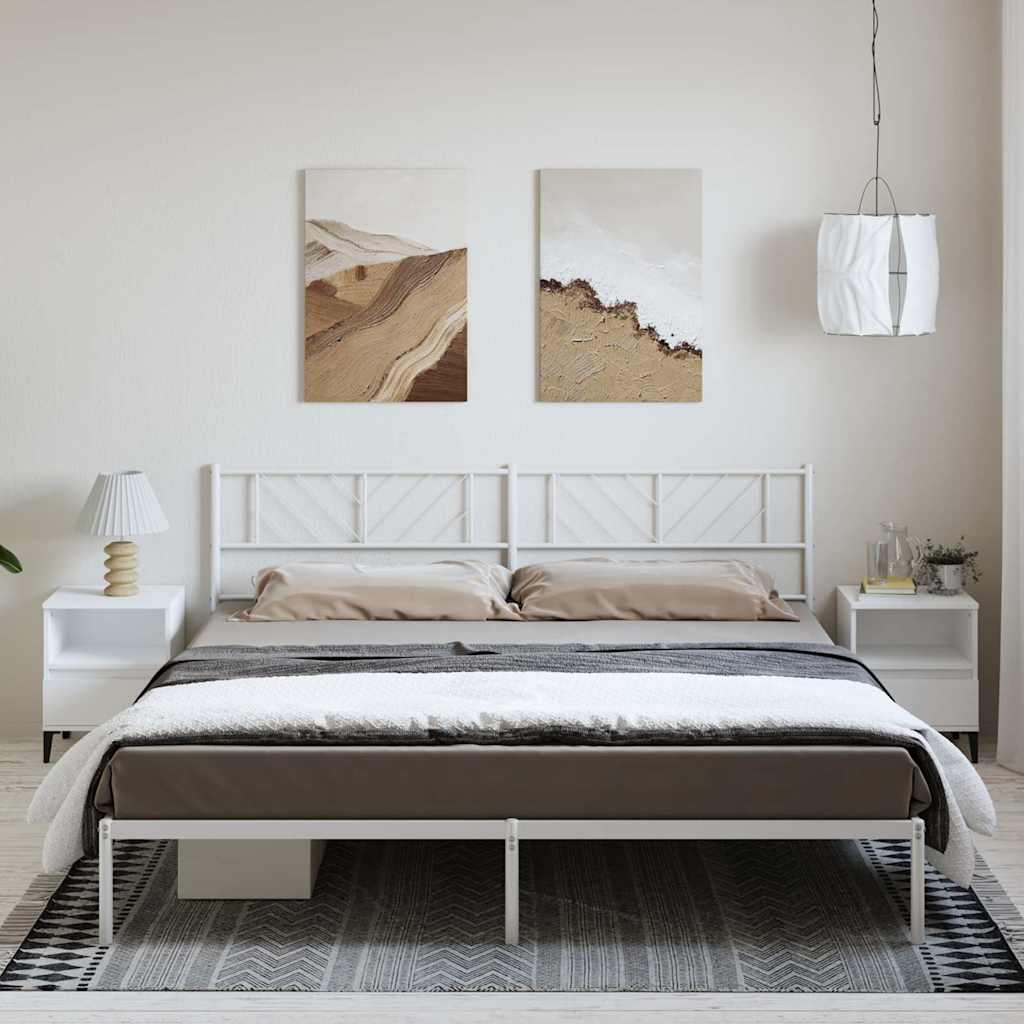 Vidaxl bedframe met hoofdbord metaal wit 183x213 cm