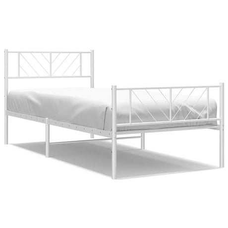 Vidaxl bedframe met hoofd- en voeteneinde metaal wit 100x190 cm