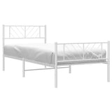 Vidaxl bedframe met hoofd- en voeteneinde metaal wit 107x203 cm