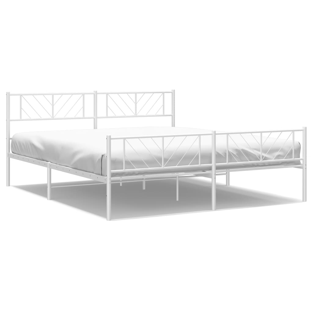 Vidaxl bedframe met hoofd- en voeteneinde metaal wit 180x200 cm