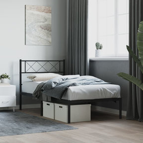 Vidaxl bedframe met hoofdbord metaal zwart 80x200 cm