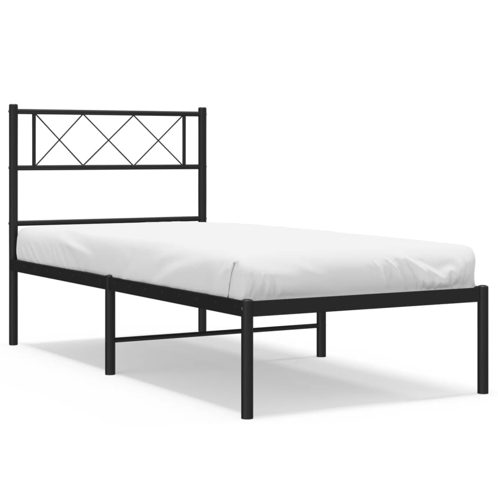 Vidaxl bedframe met hoofdbord metaal zwart 90x200 cm