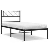 Vidaxl bedframe met hoofdbord metaal zwart 90x200 cm