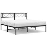 Vidaxl bedframe met hoofdbord metaal zwart 135x190 cm