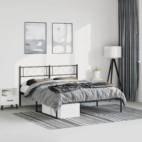 Vidaxl bedframe met hoofdbord metaal zwart 135x190 cm