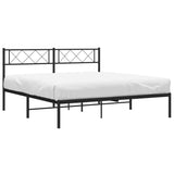 Vidaxl bedframe met hoofdbord metaal zwart 140x200 cm