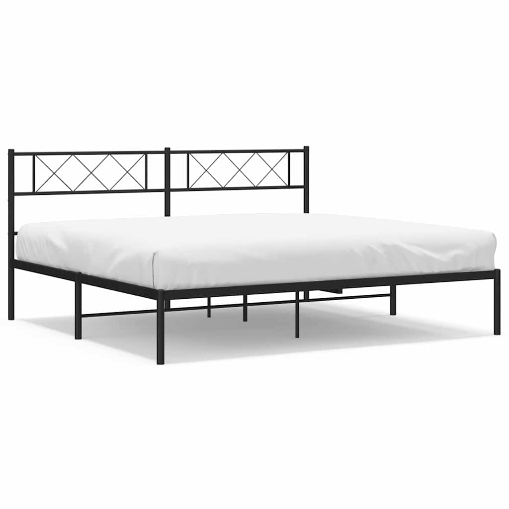 Vidaxl bedframe met hoofdbord metaal zwart 193x203 cm