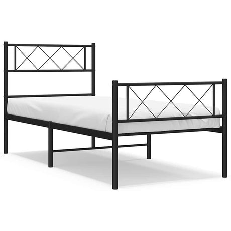 Vidaxl bedframe met hoofd- en voeteneinde metaal zwart 100x190 cm