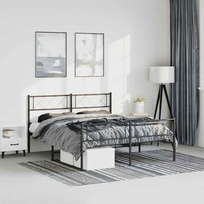 Vidaxl bedframe met hoofd- en voeteneinde metaal zwart 135x190 cm
