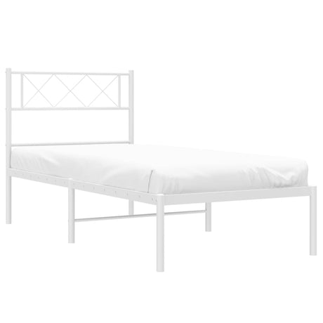 Vidaxl bedframe met hoofdbord metaal wit 90x190 cm