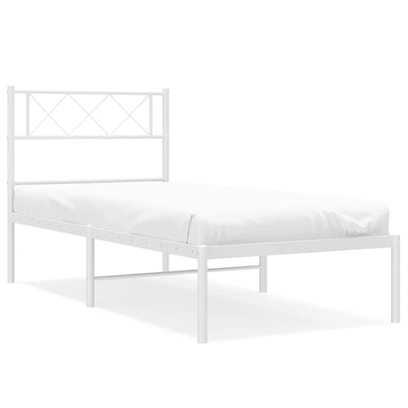 Vidaxl bedframe met hoofdbord metaal wit 100x190 cm