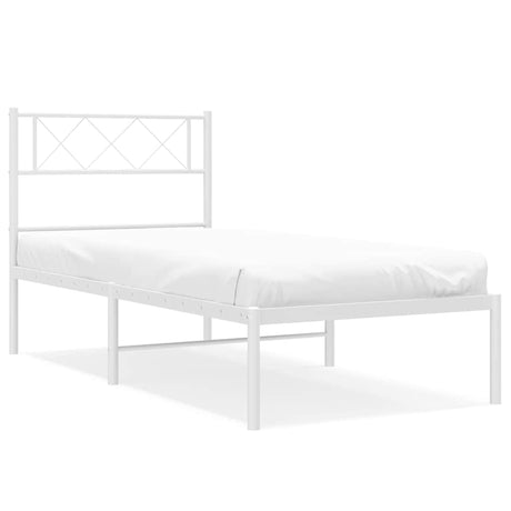 Vidaxl bedframe met hoofdbord metaal wit 100x200 cm