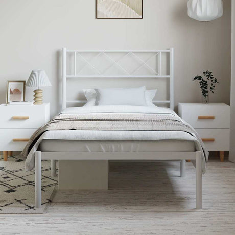Vidaxl bedframe met hoofdbord metaal wit 100x200 cm