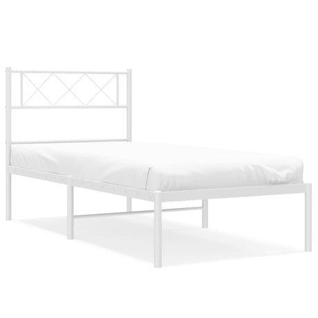 Vidaxl bedframe met hoofdbord metaal wit 107x203 cm
